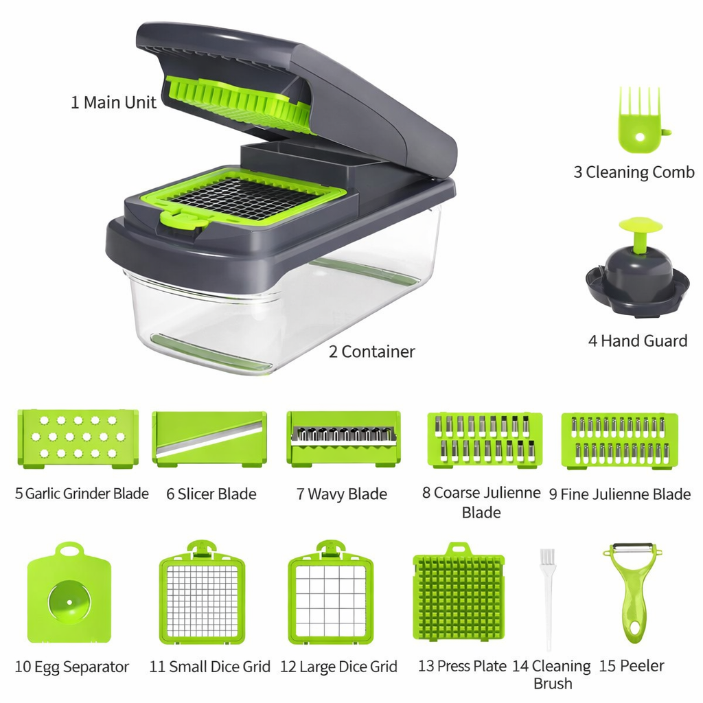 Vegetable Chopper,15-in-1 Multifunctional Food Chopper