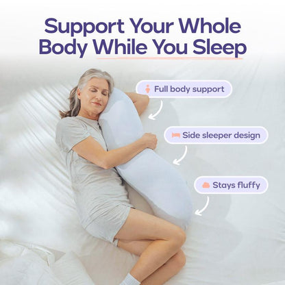 BodyAlign Pillow,Full Body Ergonomic Support Pillow for Back, Belly, Hips & Legs, Cooling Side Sleeper Pillow for Pregnancy, Maternity & Body Pain Relief