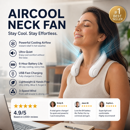 🥳 HOT SALE 🥳 50K+ SOLD! 🍃 Neck Air Conditioner Fan – Quiet, Hands-Free Cooling 😎🌬️