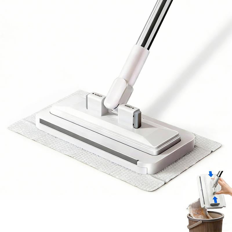 Disposable Mop, Hands-Free Floor Mop with Clamp, Dry Wet Use Dust Mop for Hardwood & Tile