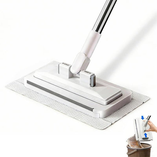 Disposable Mop, Hands-Free Floor Mop with Clamp, Dry Wet Use Dust Mop for Hardwood & Tile