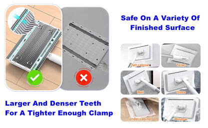 Disposable Mop, Hands-Free Floor Mop with Clamp, Dry Wet Use Dust Mop for Hardwood & Tile