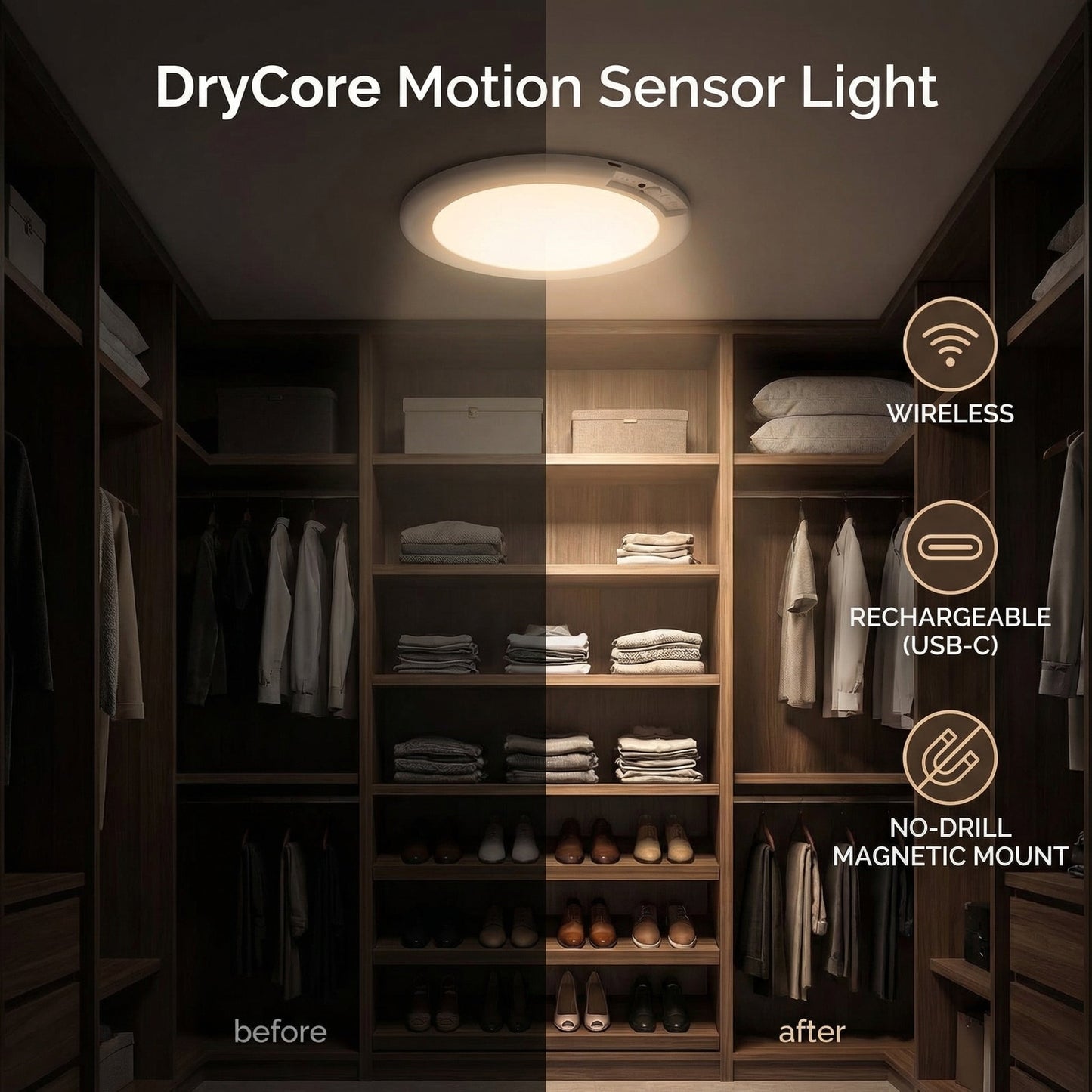Rechargeable Motion Sensor Ceiling Light