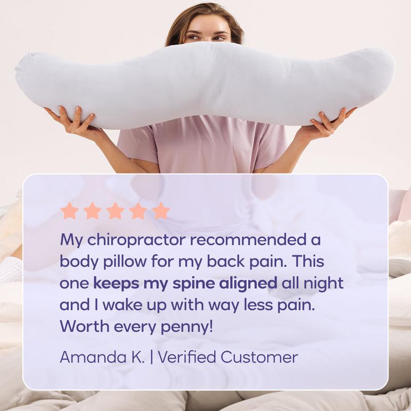 BodyAlign Pillow,Full Body Ergonomic Support Pillow for Back, Belly, Hips & Legs, Cooling Side Sleeper Pillow for Pregnancy, Maternity & Body Pain Relief