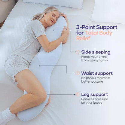 BodyAlign Pillow,Full Body Ergonomic Support Pillow for Back, Belly, Hips & Legs, Cooling Side Sleeper Pillow for Pregnancy, Maternity & Body Pain Relief